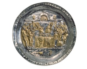 Eucharisztia a Riha paténán (ezüst, aranyozással) 568-578 között